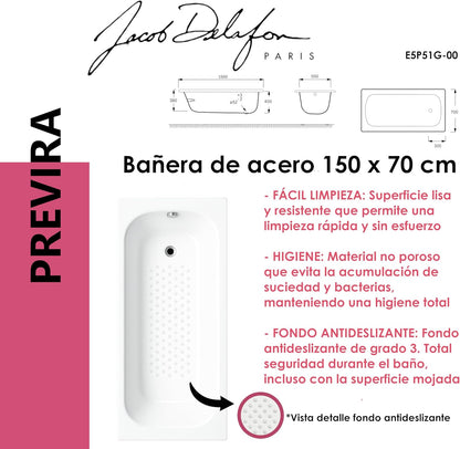JACOB DELAFON Banheira de aço PREVIRA 150 x 70 cm