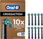 Oral-B Pro CrossAction Cabeças de Substituição ORIGINAIS para Escova de Dentes Elétrica Oral B Pro, Pack de 10 Reposições Com Indicador de Uso, Preto (Tamanho Buzón)