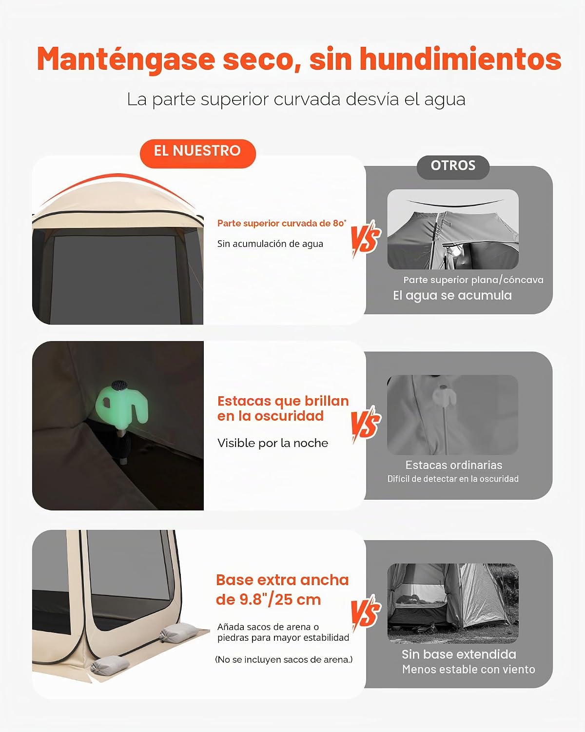 VEVOR Tenda de campanha com mosquiteira, 1825 x 1825 x 2200 mm, 4-6 pessoas, dobrável, para porta traseira SUV,