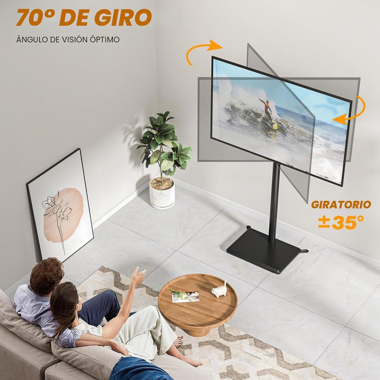TVON Suporte de chão para TV para televisores de 32 a 60 polegadas suporte de TV