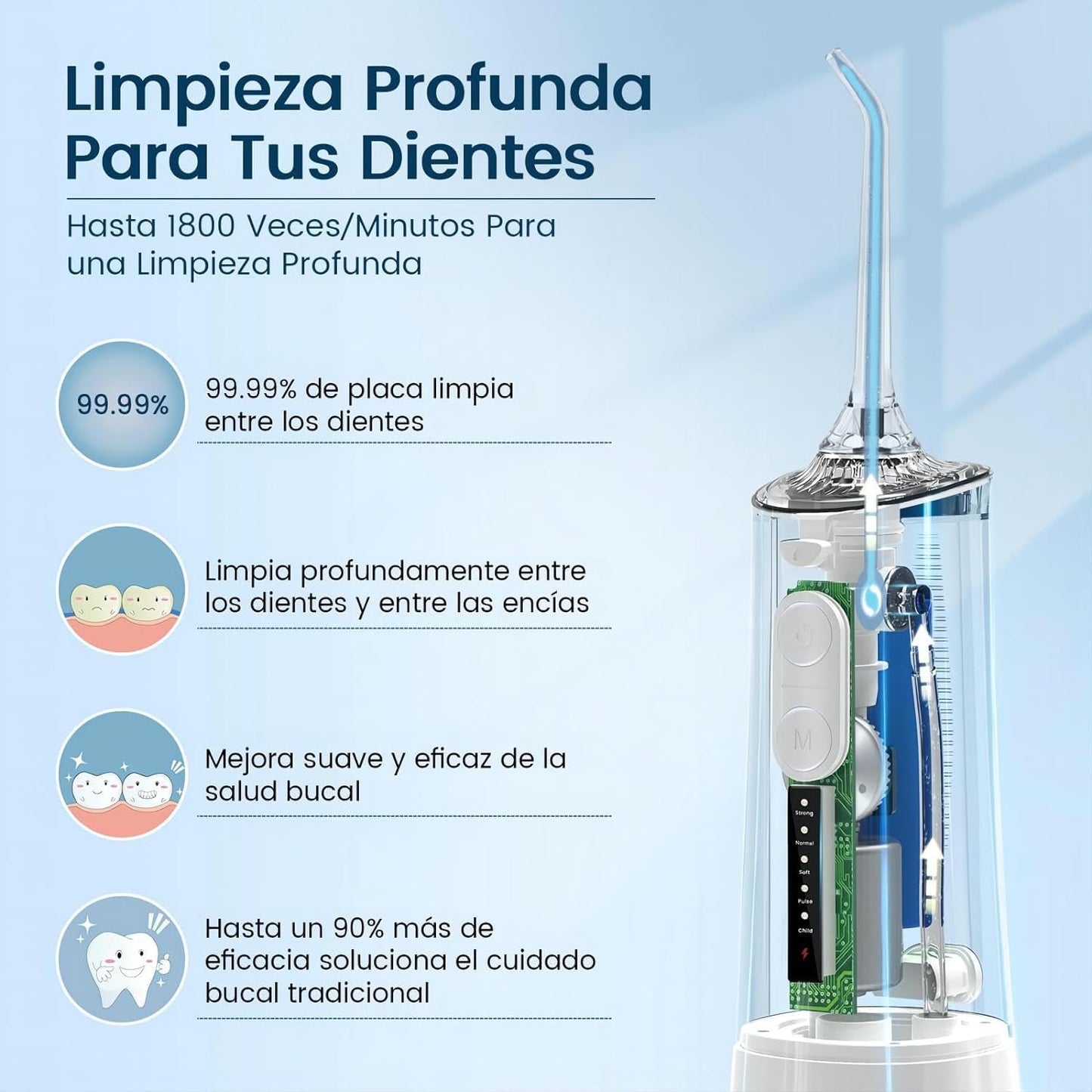 rrigador bucal portátil, Vimmk Irrigador dental sem fios profissional 8 boquilhas 5 modos, IPX7 impermeável 300 ml USB-C recarregável para limpeza de dentes, para casa e viagens (preto)