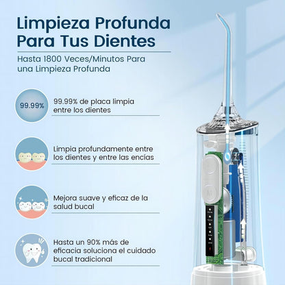 rrigador bucal portátil, Vimmk Irrigador dental sem fios profissional 8 boquilhas 5 modos, IPX7 impermeável 300 ml USB-C recarregável para limpeza de dentes, para casa e viagens (preto)