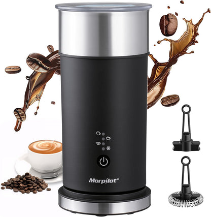 Morpilot Espumador de leite elétrico 4 em 1, espuma fria e quente e aquecedor de leite para café com leite, capuchinhos, macchiato, 400 W, 240 ml