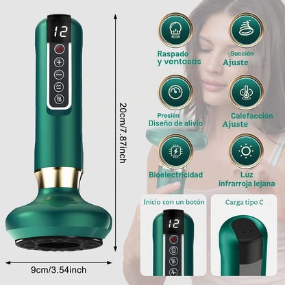 Dispositivo de ventosa elástica, massajador anti-celulite para pernas/abdômen/braços, dispositivo anti-celulítico, equipamento de drenagem linfática com 12 programas e 4 modos (verde)