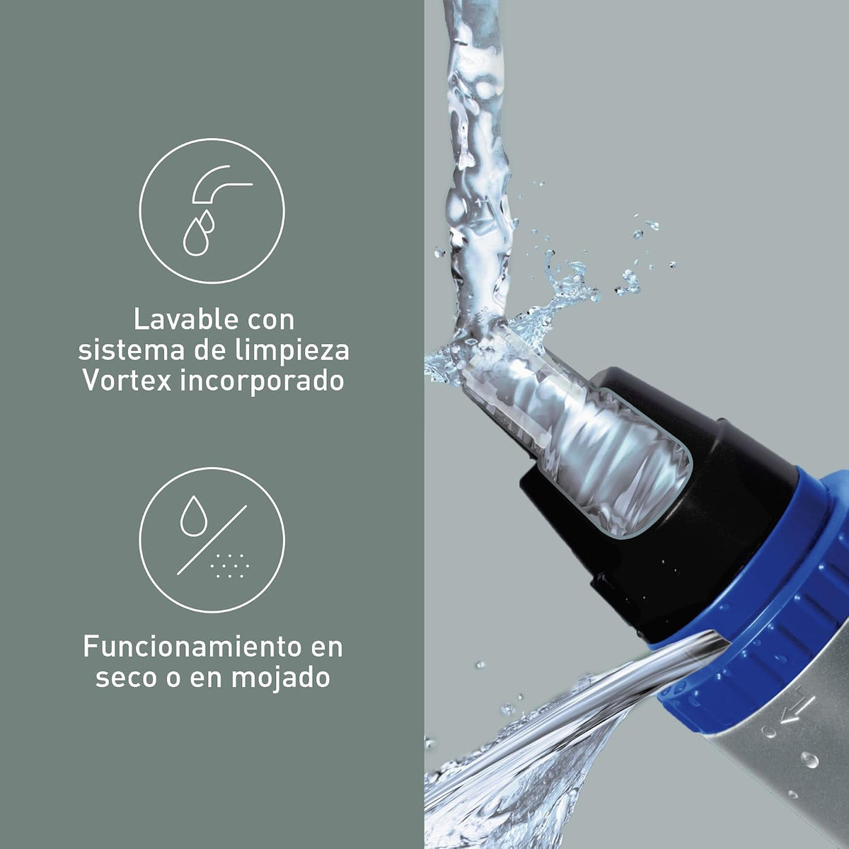 Panasonic ER-GN30-K503 Aparador de cabelo facial para nariz e orelhas, húmido/seco, lâmina hipoalergénica de fio duplo, sistema de limpeza Vortex, sem fios, preto