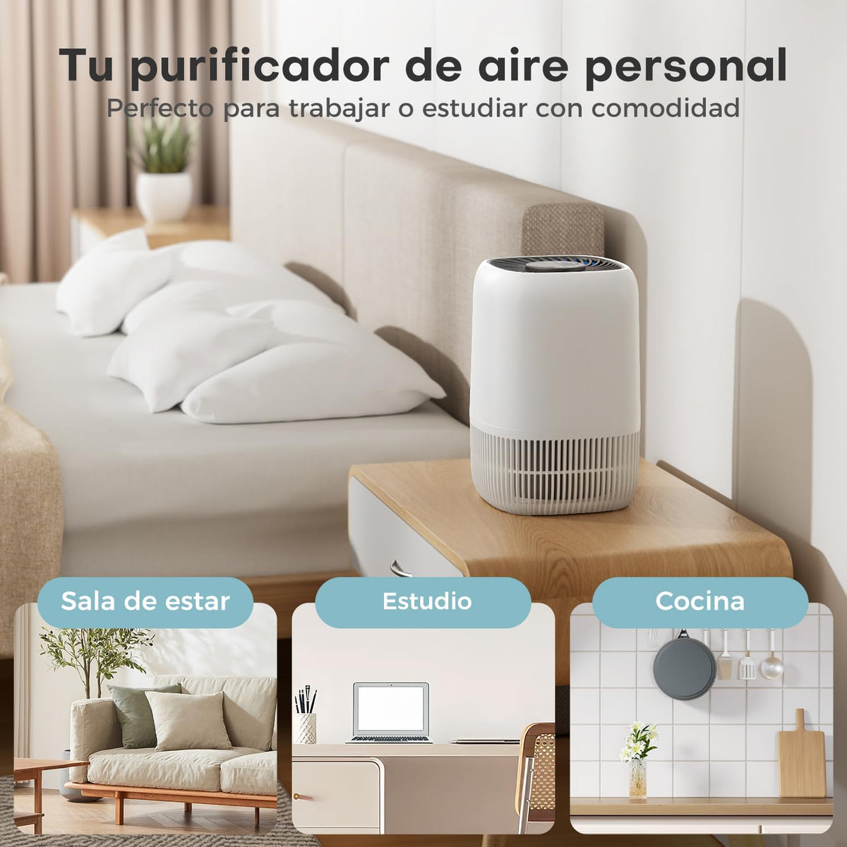 AROEVE Purificador de Ar com Filtro HEPA H13 de 3 Estágios, com um Consumo de Energia de apenas 5W, Silencioso a 22db com Aroma, Combate o Pólen, o Fumo e o Pelo de Animais de Estimação