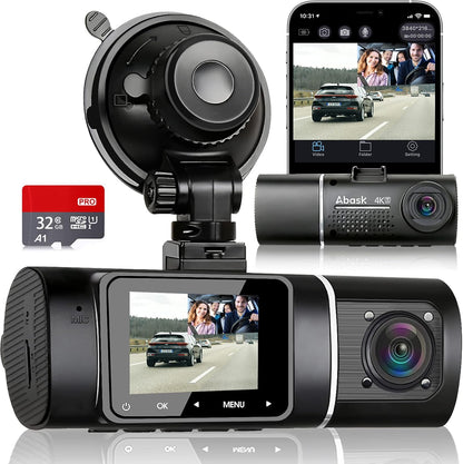 A ABASK Dash Cam J05 é uma câmera de painel de lente dupla de alta definição projetada para registrar a estrada à frente e o interior do veículo simultaneamente. Ele possui resolução 1080P+1080P, um amplo campo de visão de 3100