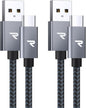 RAMPOW Cabo USB C [1Pack, 2M] Cabo USB Tipo C 3A, Cabo de Carregamento Rápido QC3.0 Tipo C em Nylon Durável com iPhone 15/15 Pro iPad Pro/Air, Samsung Galaxy S22/S21/S20, Huawei, Xiaomi - Cinza