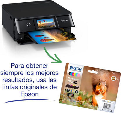 Epson Expression Photo XP-8700, Impressora fotográfica WiFi A4 multifunções 3 em 1 com impressão dupla face (duplex), ecrã tátil, bandeja independente de fotografia, tinta 6 cores, preto