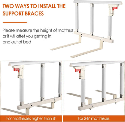Grade de Segurança para Cama 70 × 41 cm – 3 Barras Anti-Queda para Idosos e Recuperação Pós-Cirúrgica