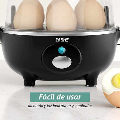 YASHE Cozedor de Ovos, Cozedor de Ovos de 360 W, 7 ovos fáceis de descascar, ovos moles, médios, duros, escalfados, fabricante de omeletes, vaporizador, campainha, luz indicadora, livre de BPA