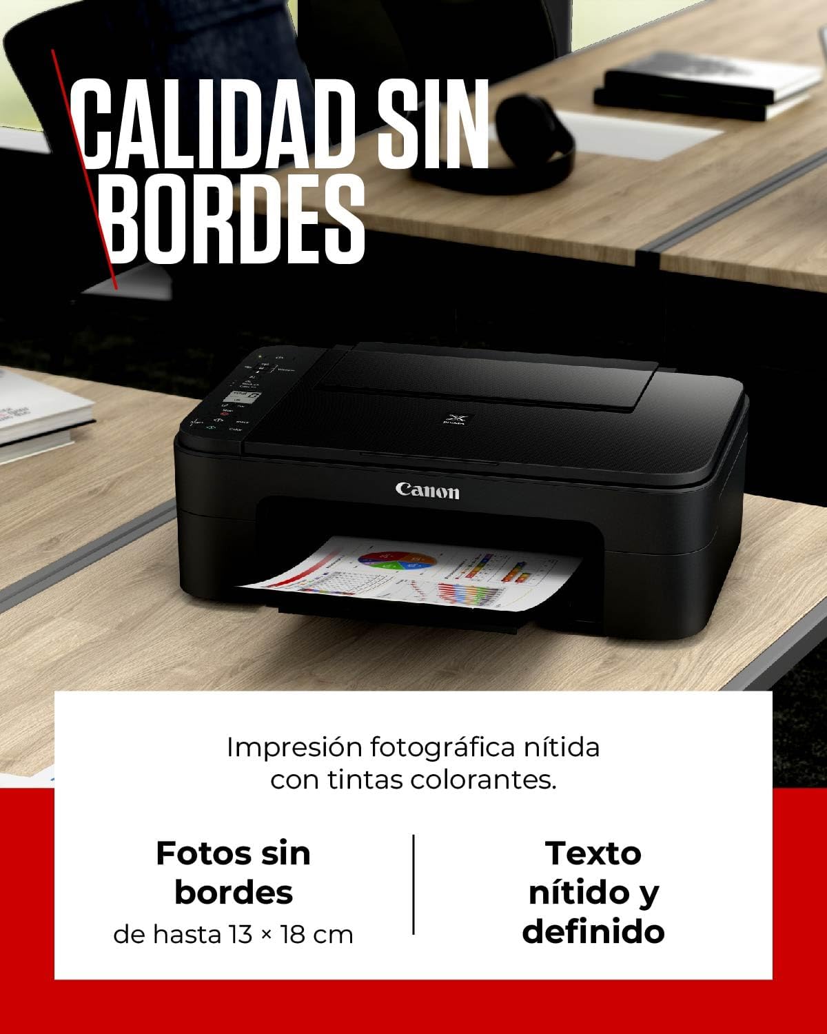 Canon PIXMA TS3350 Impressora multifuncional com Wi-Fi e jato de tinta, Preto