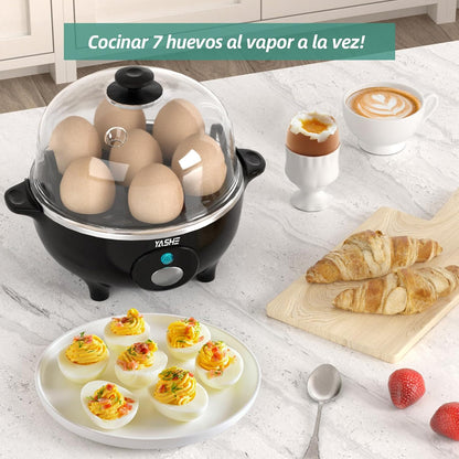 YASHE Cozedor de Ovos, Cozedor de Ovos de 360 W, 7 ovos fáceis de descascar, ovos moles, médios, duros, escalfados, fabricante de omeletes, vaporizador, campainha, luz indicadora, livre de BPA