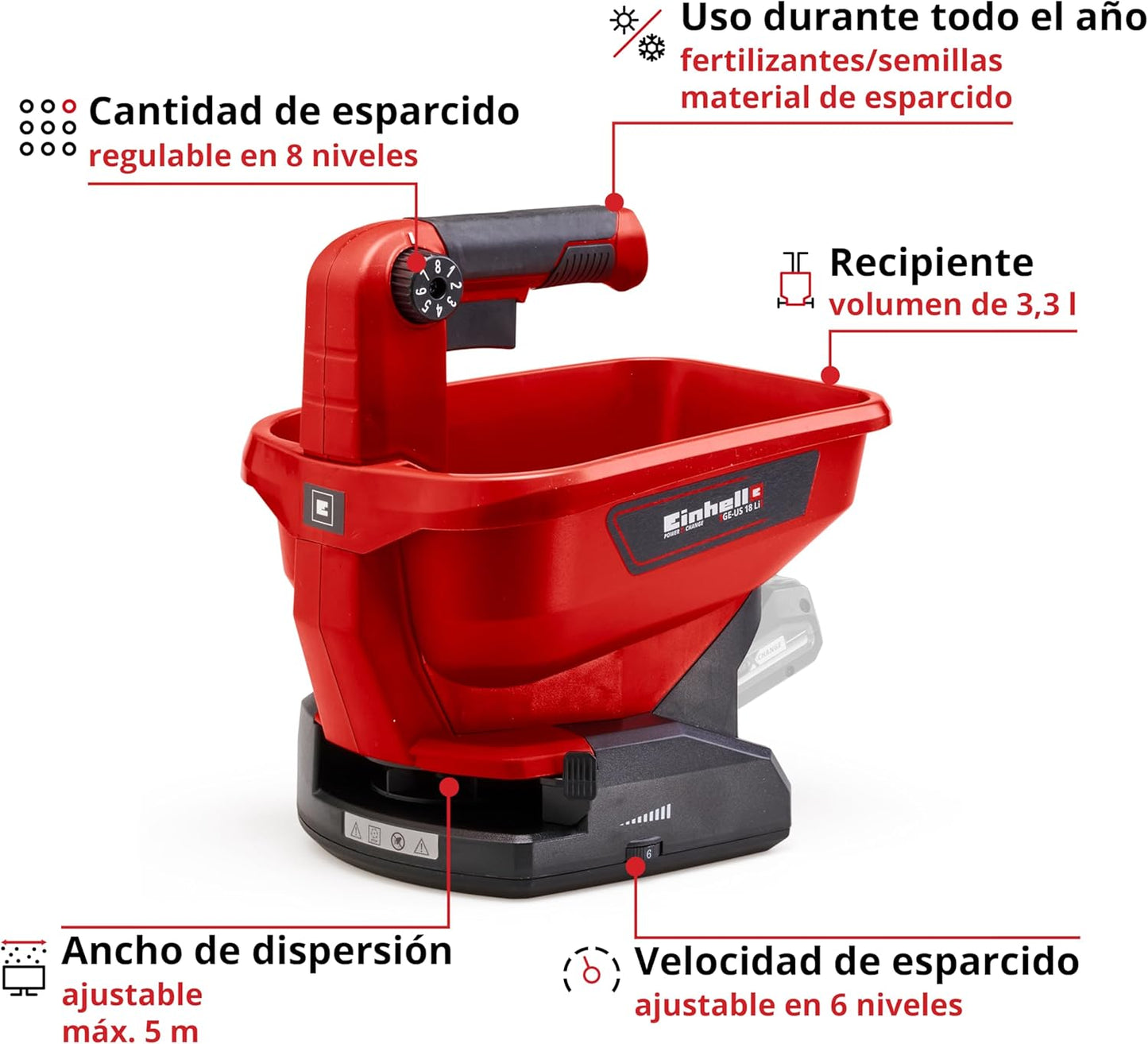 Einhell Espalhador universal - GE-US 18 Li-Solo Power X-Change - 3,3 L, controlo de velocidade de 6 passos