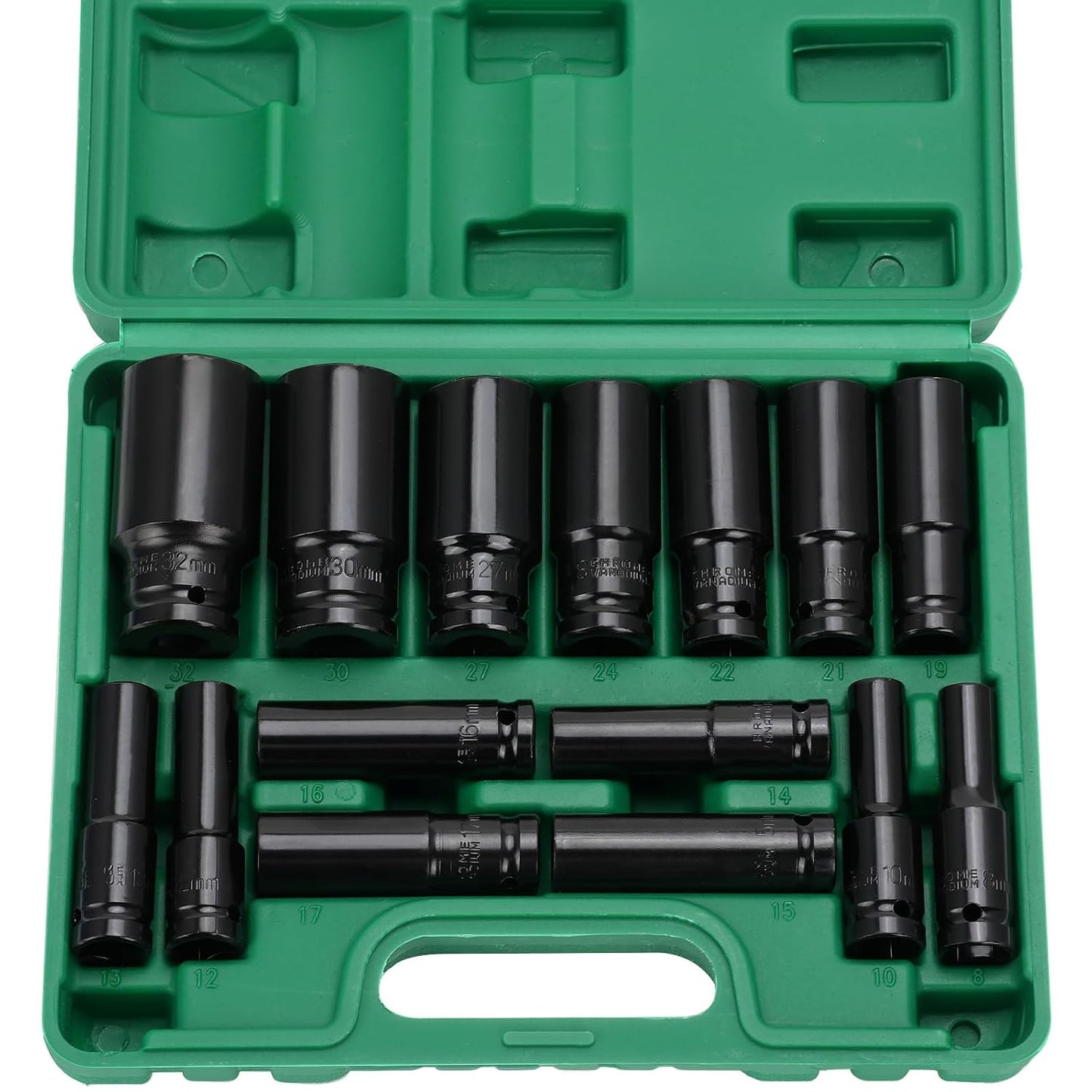 Conjunto de 15 peças Chaves de Caixa de Impacto 1/2", CR-V