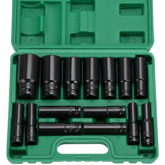 Conjunto de 15 peças Chaves de Caixa de Impacto 1/2", CR-V