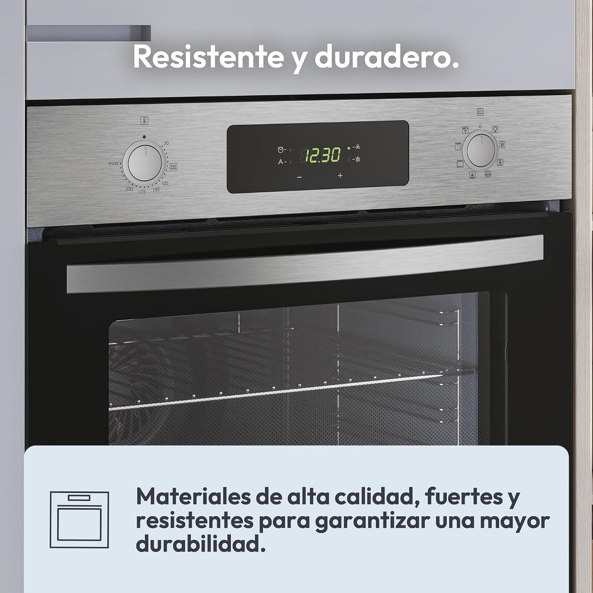 Candy FIDCP X625 L, Forno Multifuncional, 70L, Bandeja e Grade, Limpeza Aquactiva, Convecção + Ventilador radial, 8 Funções, Display Timer Touch, Comandos Push&Pull, Porta 2 Vidros, Inox e Preto [Classe energética A+]