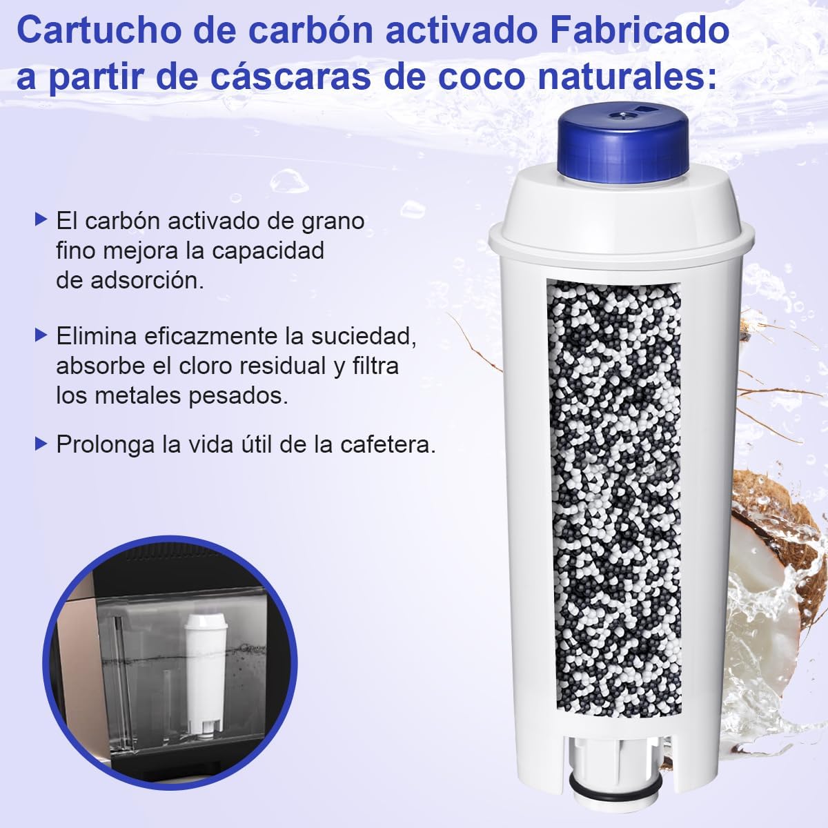 Filtro de Água Filswa para Máquinas de Café De’Longhi ECAM – Compatível, 4 Unidades