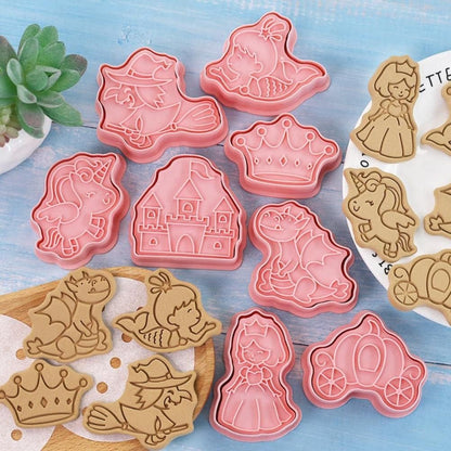 8 Cortadores de bolachas 3D divertidos e encantadores moldes de desenhos animados prensa de mão selo de bolachas molde de sobremesa Fondant bolo queijo molde para cozinha molde para (3)