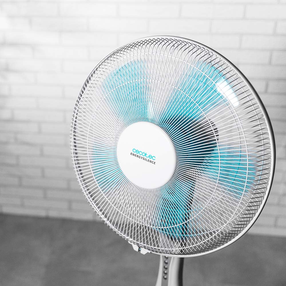 Cecotec Ventoinha de pé com controlo remoto e temporizador EnergySilence 530 Power Connected White. 50 W, 5 pás de 40 cm, 3 velocidades, motor de cobre, oscilante, ecrã, branco