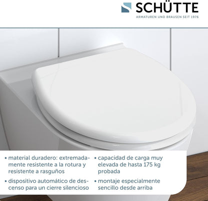 SCHÜTTE Assento de sanita com mecanismo suave, removível, fabricado em material resistente à sujeira,