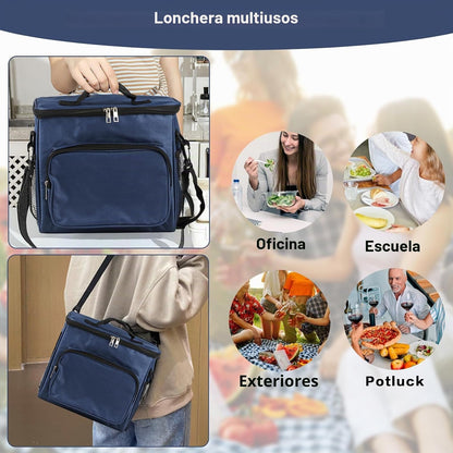 Lancheira isolante de 10 litros, sacos térmicos para piquenique, sacos de piquenique dobráveis, lancheira portátil com refrigerador para homens/piquenique/escola/trabalho de escritório (azul)