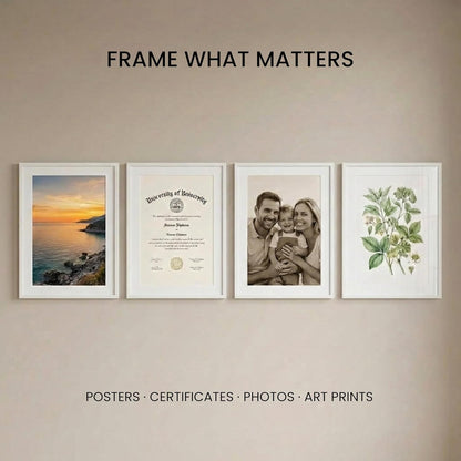 edihome, Molduras para fotos A3, (1 unidade), 29,7 x 42 cm, de madeira, folha acrílica, para título universitário, poster, fotos casamento, comunhão, diplomas (branco - 1 unidade)