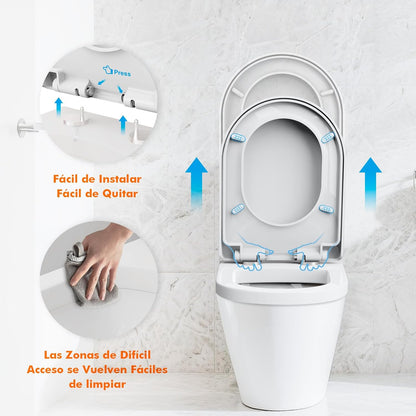 Ibergrif M41001 Tampa wc, assento sanitário macio em forma de D com libertação rápida para facilitar a limpeza, branco