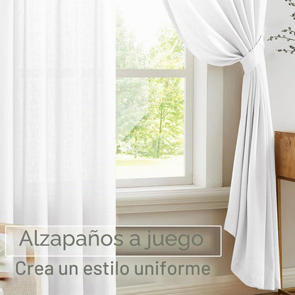 Melodieux Cortinas brancas para quarto, cortinas translúcidas, sala de estar, 2 peças, 140 x 225 cm