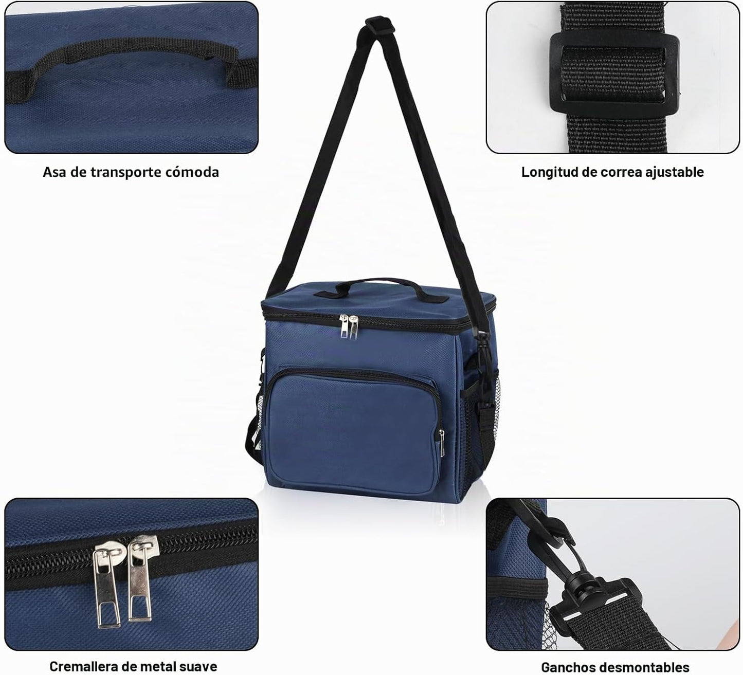 Lancheira isolante de 10 litros, sacos térmicos para piquenique, sacos de piquenique dobráveis, lancheira portátil com refrigerador para homens/piquenique/escola/trabalho de escritório (azul)