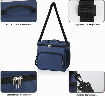 Lancheira isolante de 10 litros, sacos térmicos para piquenique, sacos de piquenique dobráveis, lancheira portátil com refrigerador para homens/piquenique/escola/trabalho de escritório (azul)
