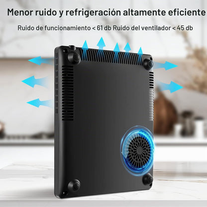 Aobosi Placa de indução, placas de indução com corpo ultrafino portátil (32 * 26 * 4,2), 20 níveis de potência e temperatura, função Booster 2000 W, bloqueio de segurança, temporizador 10H