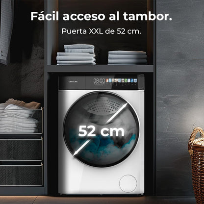 Cecotec Máquina de lavar roupa 10 Kg Carregamento frontal Autodose Bolero DressCode 10900 Autodose Inverter FullColor A 1400RPM, Baixo Consumo, Ecrã FullColor 10,3", 11 Programas, Motor Inverter Plus [Classe energética A]