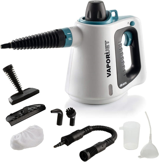 Ariete 4137 - Pistola de vapor, 1.050 W, 3,5 bar, capacidade 0,17 l, tampa de segurança, caldeira em alumínio, 8 acessórios de limpeza, vapor por 8 minutos, aquecimento em 3 minutos, cor branco