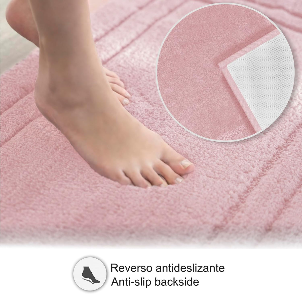 Decomira Tapete de casa de banho antiderrapante | Tapete super absorvente e lavável na máquina | para casa de banho, chuveiro, banheira ou tapete WC | rosa - 40 x 60 cm