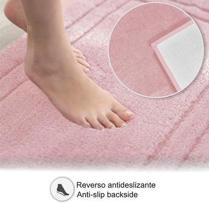 Decomira Tapete de casa de banho antiderrapante | Tapete super absorvente e lavável na máquina | para casa de banho, chuveiro, banheira ou tapete WC | rosa - 40 x 60 cm