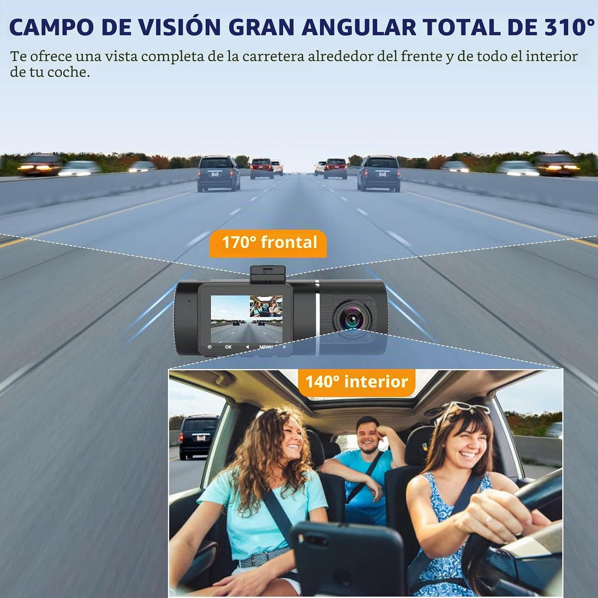 A ABASK Dash Cam J05 é uma câmera de painel de lente dupla de alta definição projetada para registrar a estrada à frente e o interior do veículo simultaneamente. Ele possui resolução 1080P+1080P, um amplo campo de visão de 3100