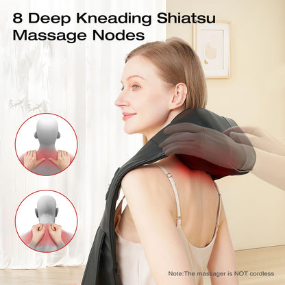 AERLANG Massajador cervical e costas com calor relaxante, massajador no pescoço, ombros e costas para dor e relaxamento, presente para mulheres, homens, mãe e pai (não é sem fio)