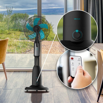 Cecotec Ventoinha de nebulizador de água com controlo remoto EnergySilence 490 Freshessence. 90W, diâmetro de 16", 5 pás, depósito de 2,8 l, temporizador 7,5 h, indicador LED e oscilação