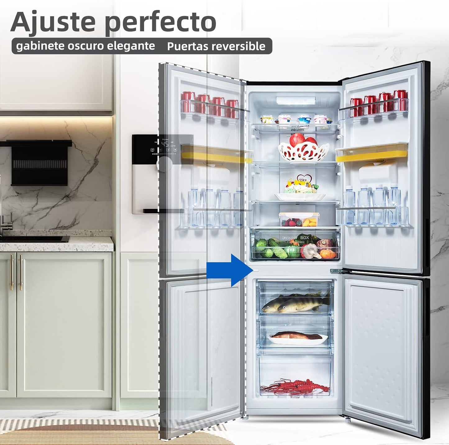 CHiQ FBM228NE4DE frigorífico independente com congelador, combinação de frigorífico e congelador 231 l, sem geada, fluxo de ar múltiplo, dispensador de água, 170 cm de altura [Classe energética E]