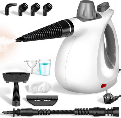 Limpador a vapor portátil, 100% sem químicos, vapor de alta pressão elimina eficazmente poeira, sujidade e gordura, vapor limpeza casa 1050 W 3bar para cozinha, casa de banho, carro, janelas e juntas