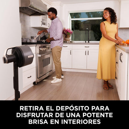 Shark FlexBreeze Pro Mist Ventoinha sem cabo, cinzento carbono, FA300EU | Interior e exterior, com decalque, depósito portátil, alcance de 20 m, pedestal ou mesa, 5 velocidades, controlo remoto