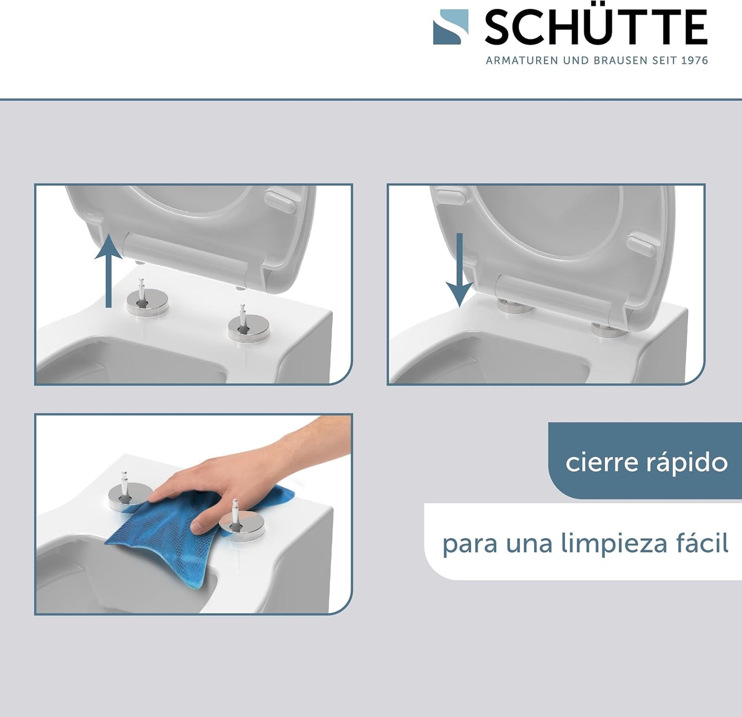 SCHÜTTE Assento de sanita com mecanismo suave, removível, fabricado em material resistente à sujeira,
