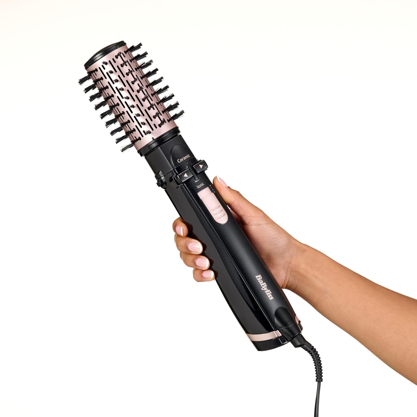 BaByliss Secador, Alisador e Styler - Escova rotativa de ar, Styler iônico com 4 acessórios, Escova Volumizadora, Escova Secador de cabelo, Preto, AS200E