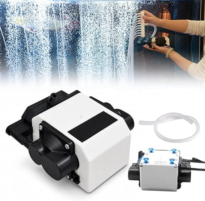 Air Assist, bomba de ar para aquário, 55 l/min, silenciosa, de alto desempenho, 25 W, 220 V, bomba de oxigénio regulável com 6 saídas, carcaça de alumínio, bomba de ar magnética para aquários Marca: BORDEAG