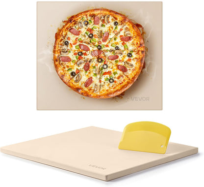 VEVOR Pedra para assar pizza 406 x 355 mm, retangular de cordierite, placa grande com raspador, 1,5 cm de espessura,