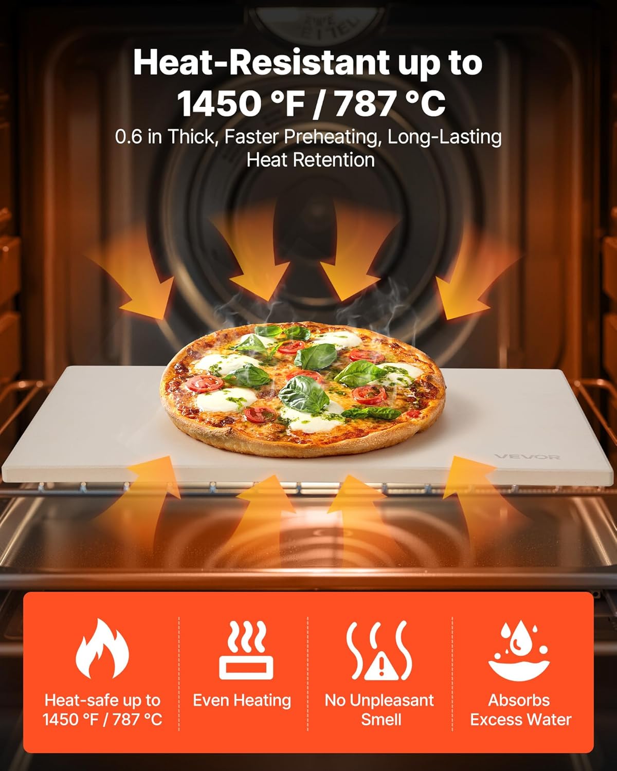 VEVOR Pedra para assar pizza 406 x 355 mm, retangular de cordierite, placa grande com raspador, 1,5 cm de espessura,