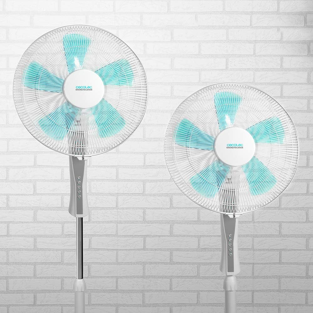 Cecotec Ventoinha de pé com controlo remoto e temporizador EnergySilence 530 Power Connected White. 50 W, 5 pás de 40 cm, 3 velocidades, motor de cobre, oscilante, ecrã, branco