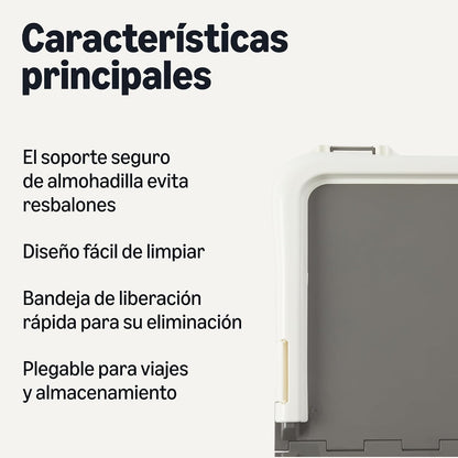 Amazon Basics: Soporte para empapadores de adiestramiento para Perros, Cierre Seguro, extragrueso y Antideslizante, plástico Reciclado, 71,1 x 86,4 cm, L, Blanco y Antracita
