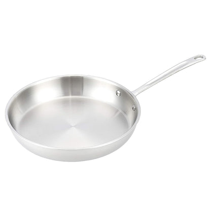 Amazon Basics Frigideira de aço inoxidável com tecnologia Tri Ply de 3 camadas, 30 cm, cabo resistente ao calor, prateado